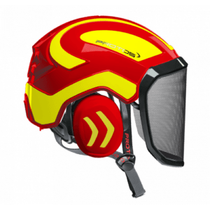 Casque Protos intégral arborist F39 : rouge/jaune fluo